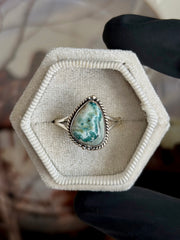 Green Seam Agate Ring - Size 10
