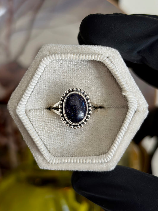 Blue Sand Stone Ring - Size 6
