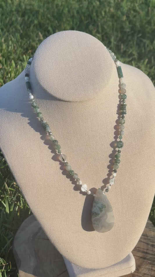 Moss Agate Statement Necklace