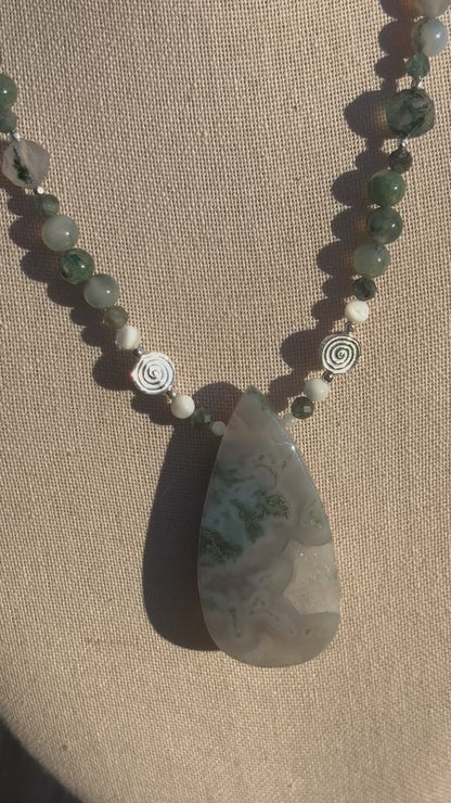 Moss Agate Statement Necklace